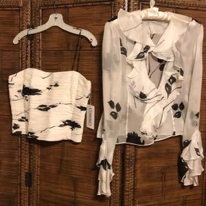 Carlisle silk shell and sheer blouse.